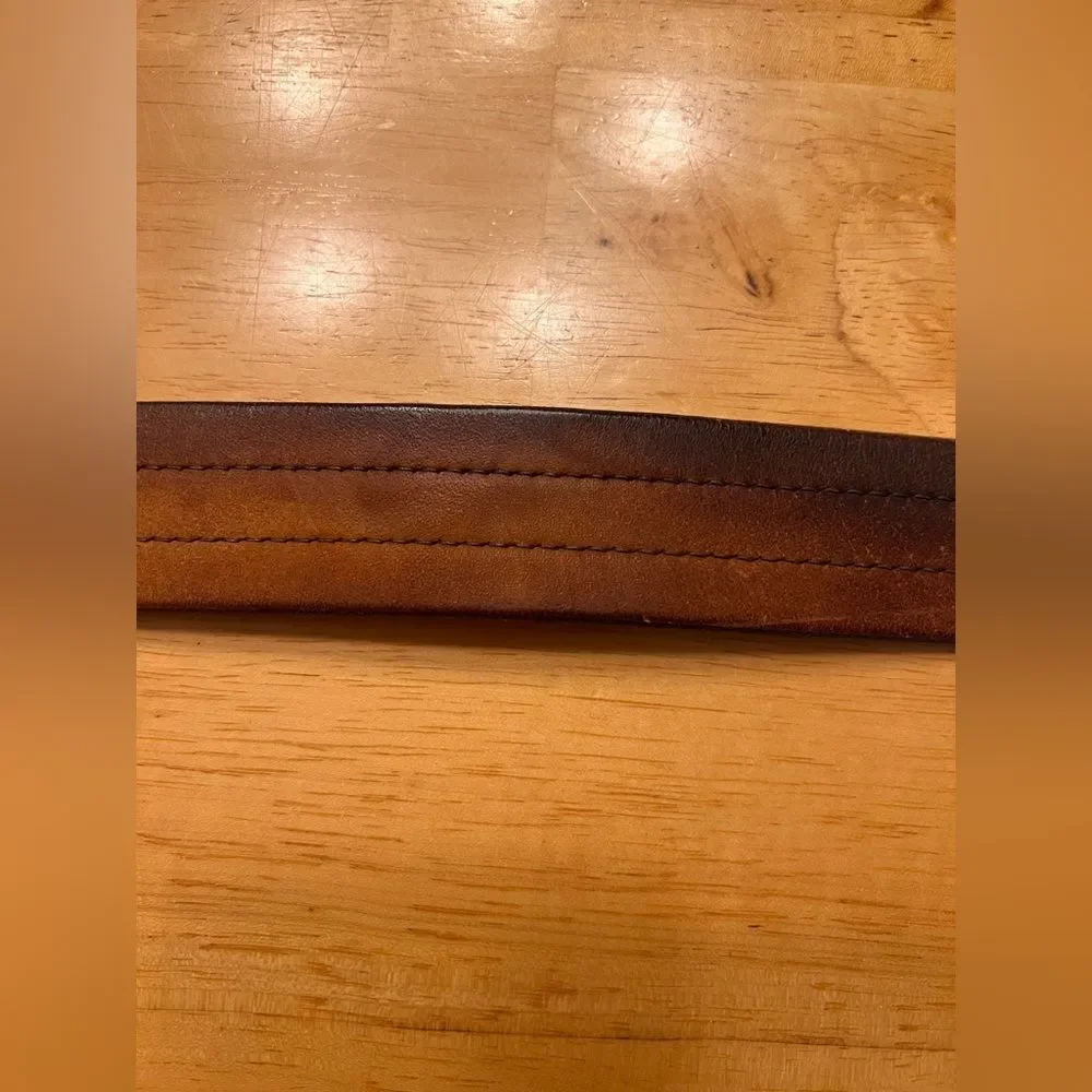 Men's Brown Leather Belt rugged leather cowboy outdoor 38  stitching Guatemala